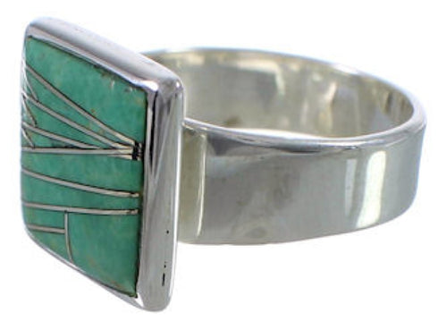 Heavy Turquoise Inlay Sterling Silver Ring Size 5-1/2 WX40014
